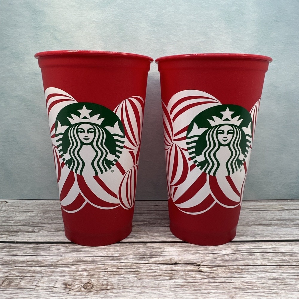 Lot of 2 Starbucks Holiday Red Cup Day (16 oz) Reusable Hot Cup (No Lids)
